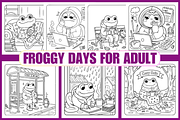 Froggy Days Coloring Pages For Adult, an Animal Illustration by Coco Bloom (Thumbnail 1 of 3)