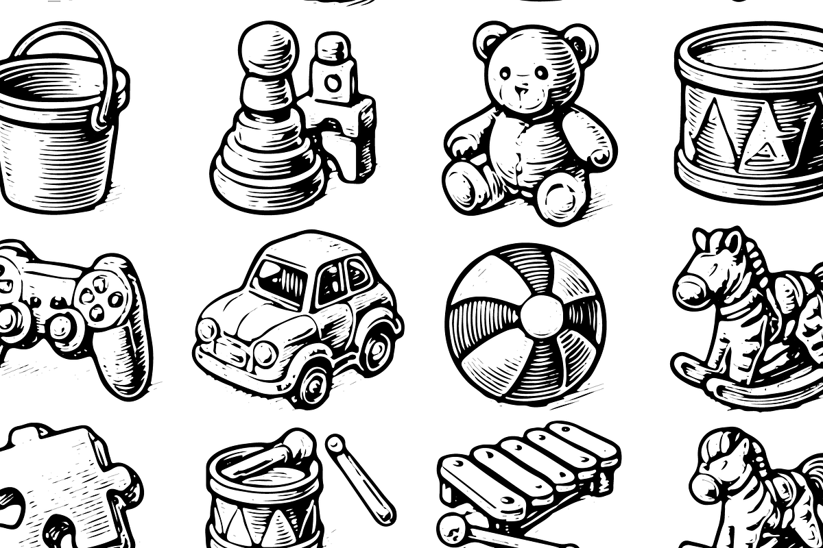 Vintage Baby & Toddler Toys Icons, an Object Graphic by RT Studio (Photo 3 of 3)