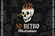50 Retro Illustrations Bundle, an Object Graphic by Davide Bassu (Thumbnail 1 of 8)