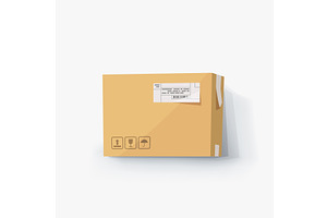 cute carton box parcel on white back, a Transportation Illustration by IfH