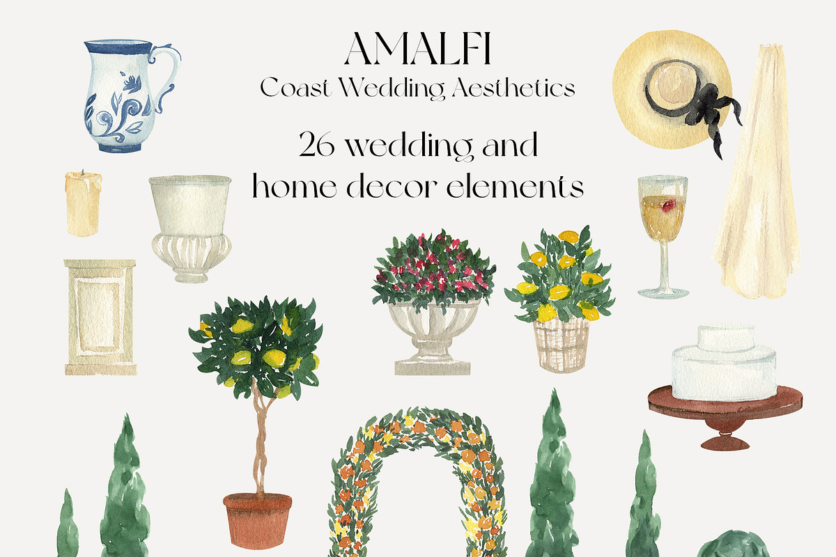 Amalfi Coast Mediterranean Wedding, a Decorative Illustration by Catch the Dream Art (Photo 11 of 17)