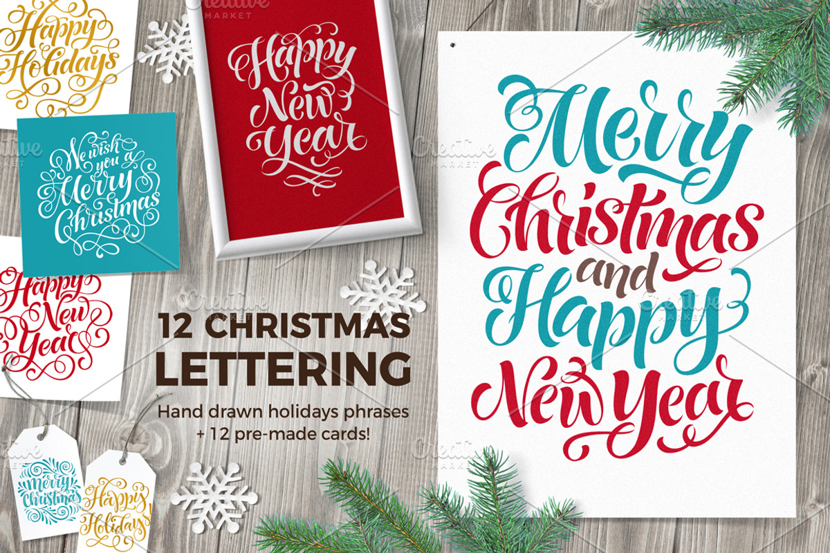 Christmas Lettering | Holidays Cards, an Illustration by bariskina (Photo 1 of 6)