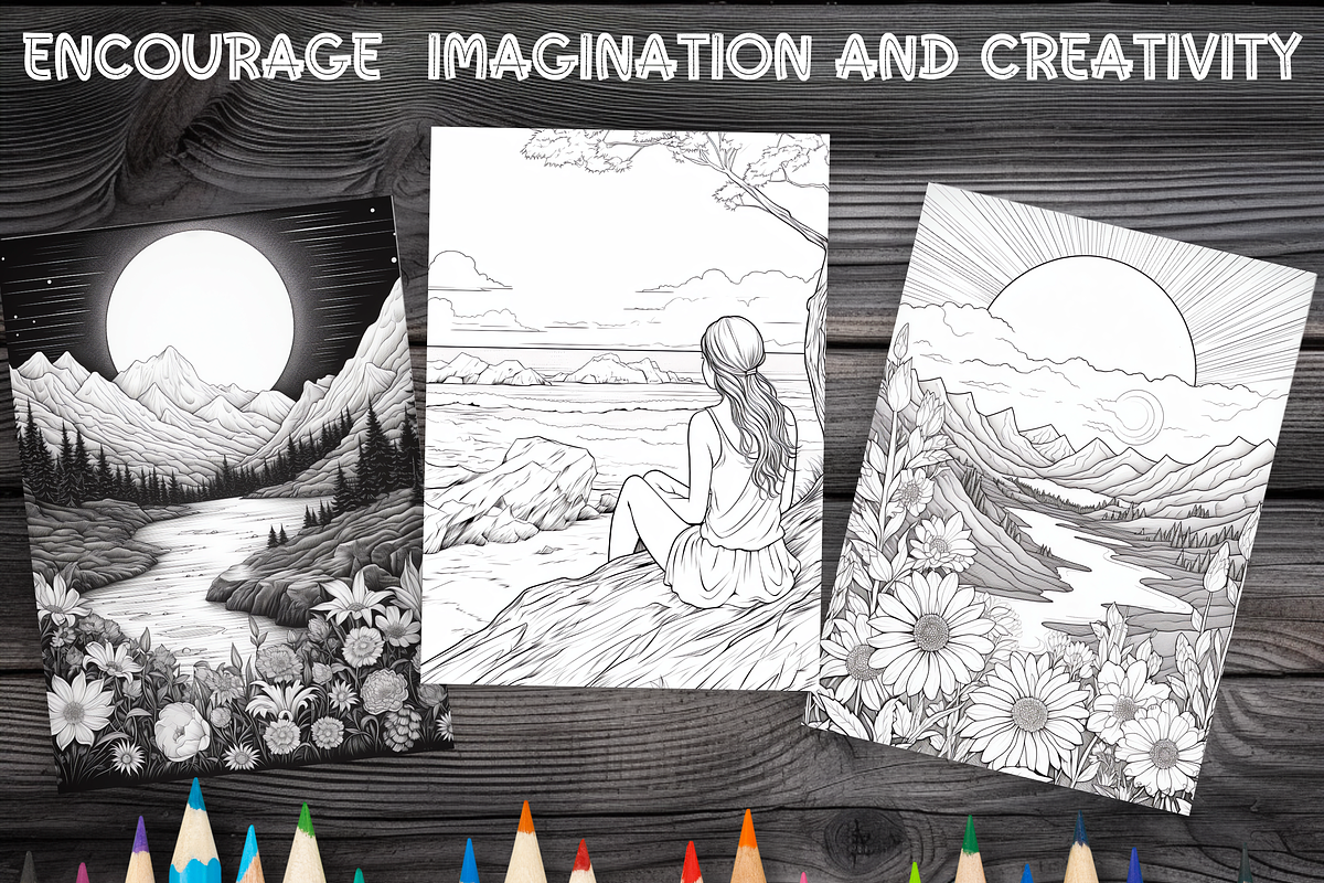 BOHO Nature Landscape Coloring Pages, a Brochure Template by LA Design (Photo 8 of 10)