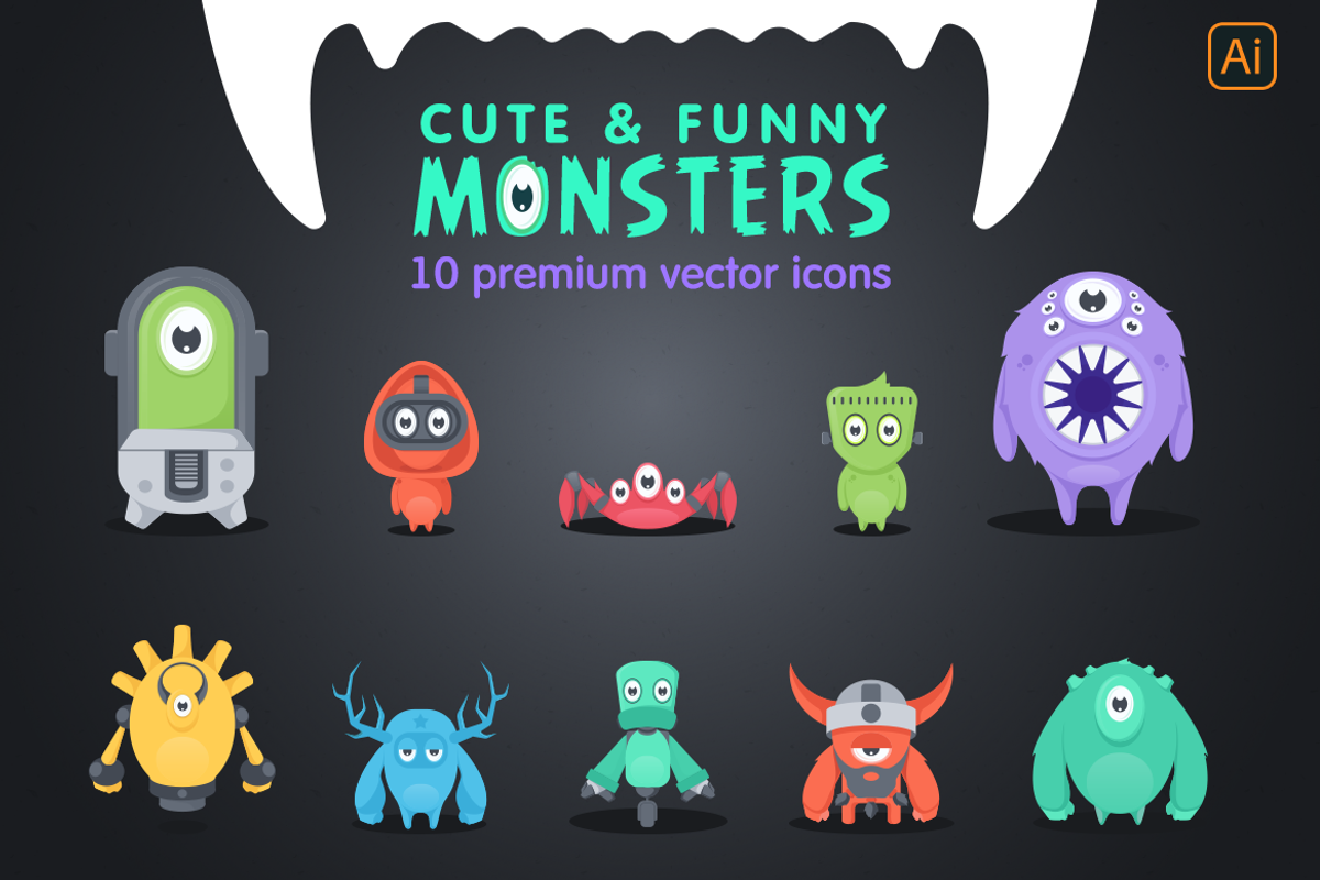 10 adorable & vector monsters!