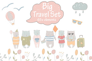 Big travel set Vector clipart
