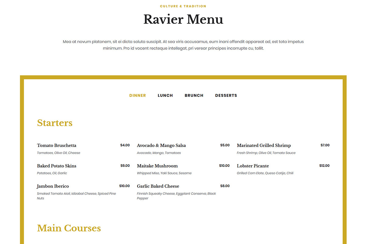 Ravier Restaurant Food Bar Theme, a WordPress Template by MatchThemes (Photo 2 of 4)