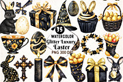 Glitter Luxury Black Easter Clipart, an Illustration by Watercolor design (Thumbnail 1 of 4)