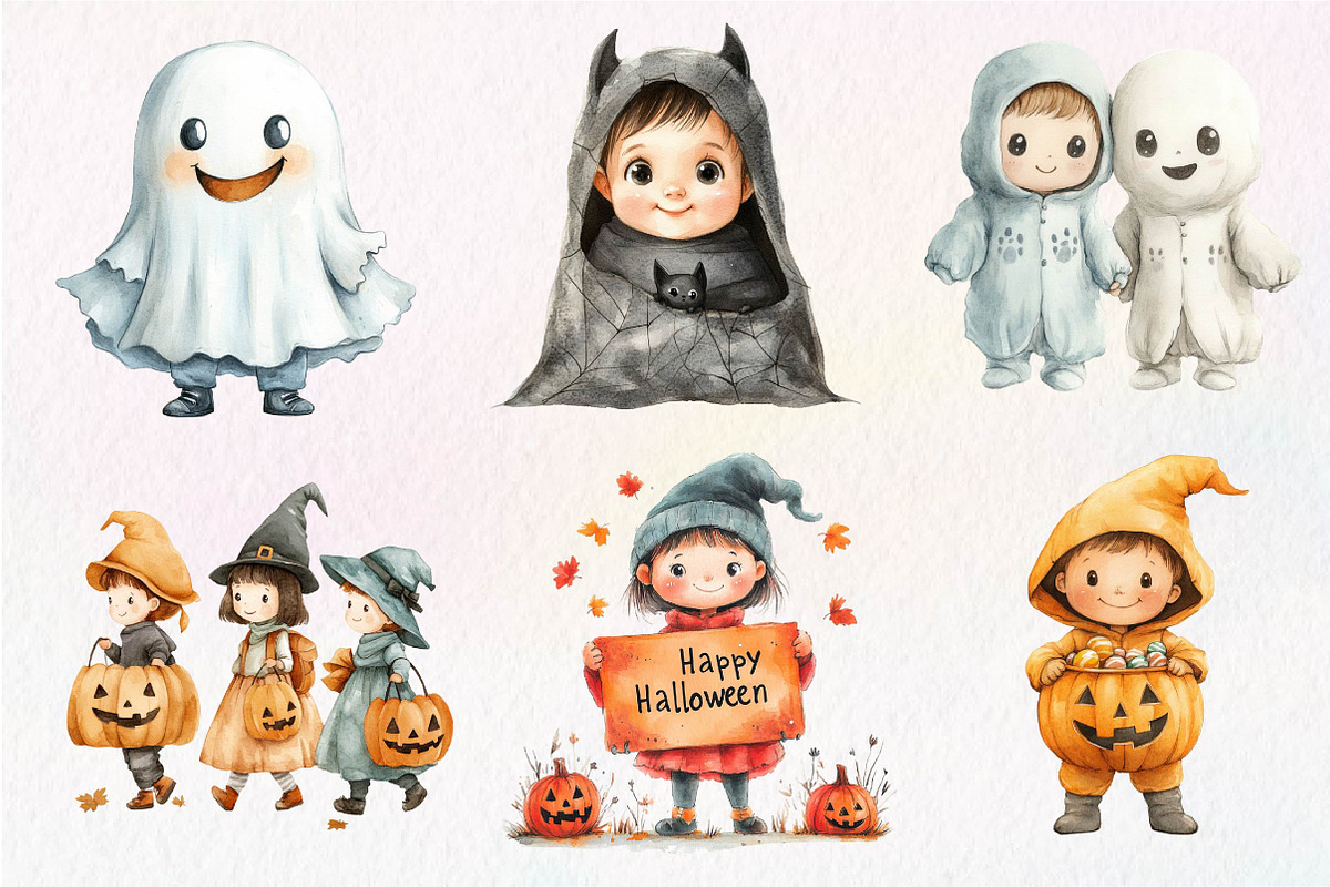 Kid Halloween Sublimation Clipart, an Illustration by Dream Creation (Photo 4 of 7)