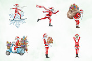 Watercolor Funny Skinny Santa Bundle, an Illustration by Creative Art (Thumbnail 2 of 10)