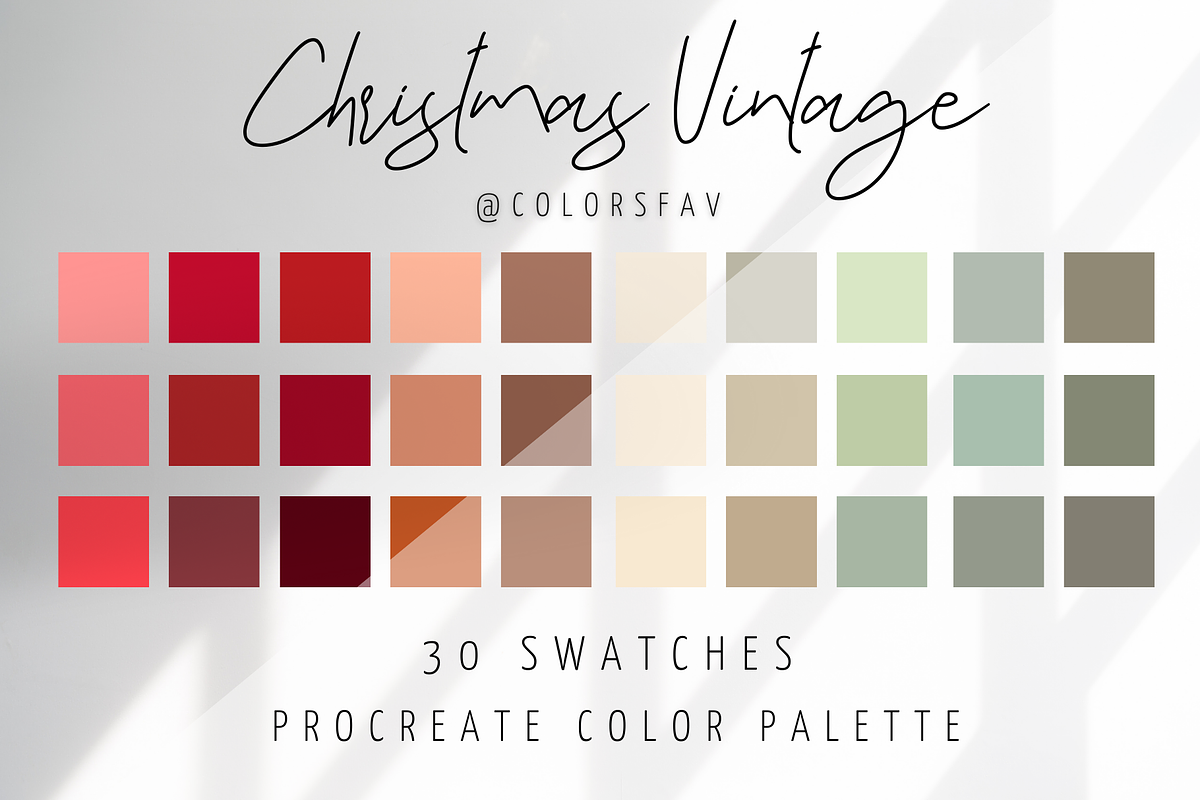 Christmas Vintage Procreate Palette, an Illustration by Colorsfav (Photo 1 of 3)