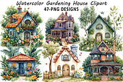 Watercolor Gardening House Clipart, an Illustration by Daily.Designs (Thumbnail 1 of 8)