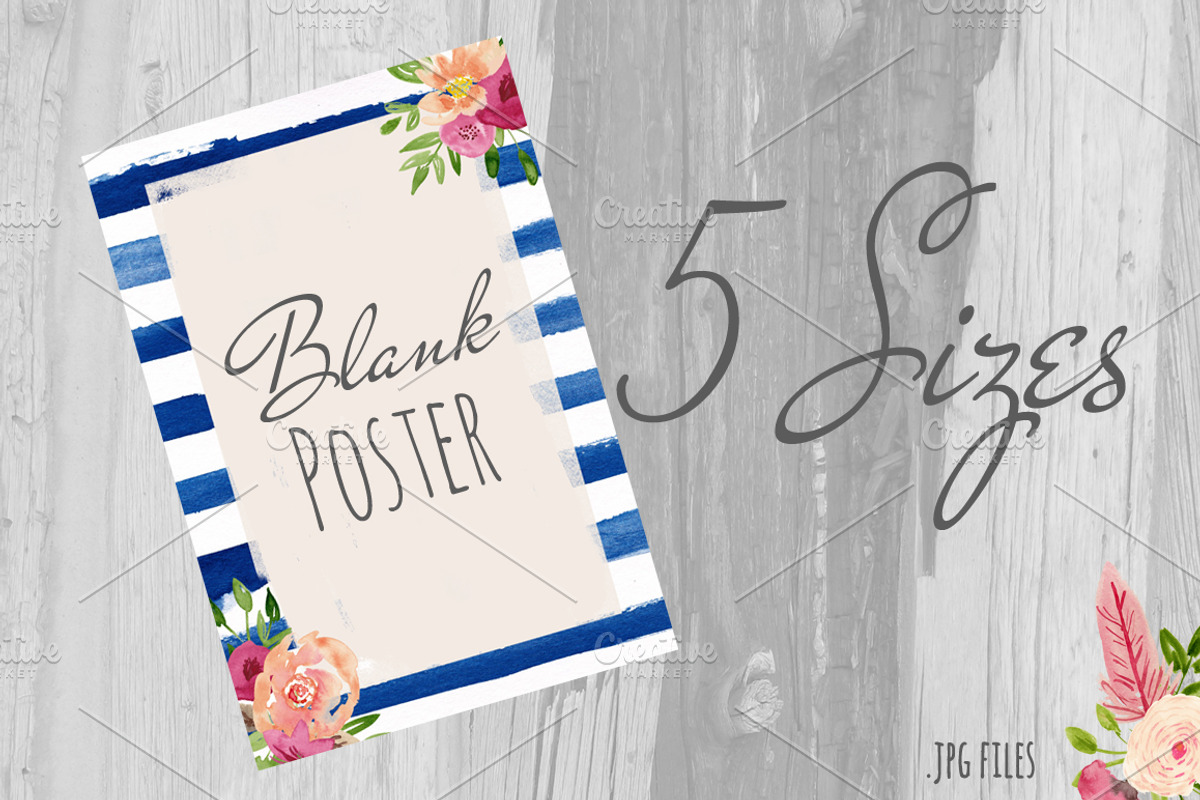 Watercolor striped floral poster, a Flyer Template by Prettiful Designs (Photo 1 of 3)