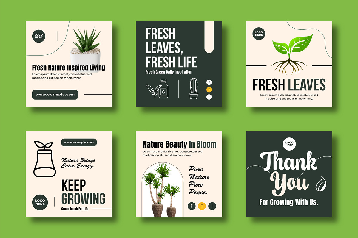 Nature Plant Social Media Post Set, a Print Template by MightyDesign (Photo 1 of 8)