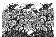 50 Mystical Galaxy Forest Silhouette, a Technology Illustration by Amazin_art (Thumbnail 8 of 41)