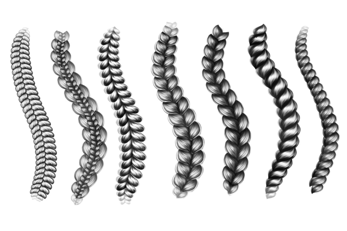 Procreate brush curly hair pigtails, a Brush Add-On by Elenbushe (Photo 5 of 7)