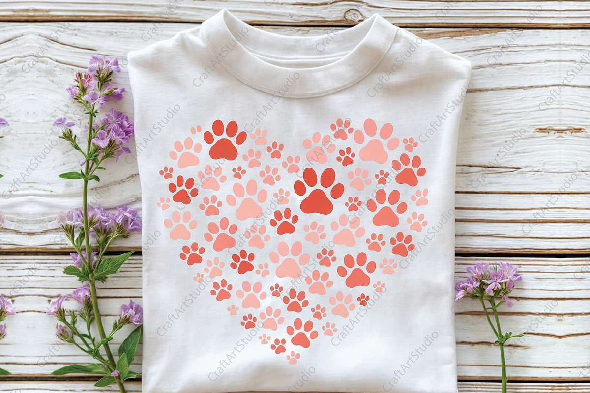 Dog Paw Heart Valentine's Day PNG, an Illustration by CraftArtStudio (Photo 2 of 4)