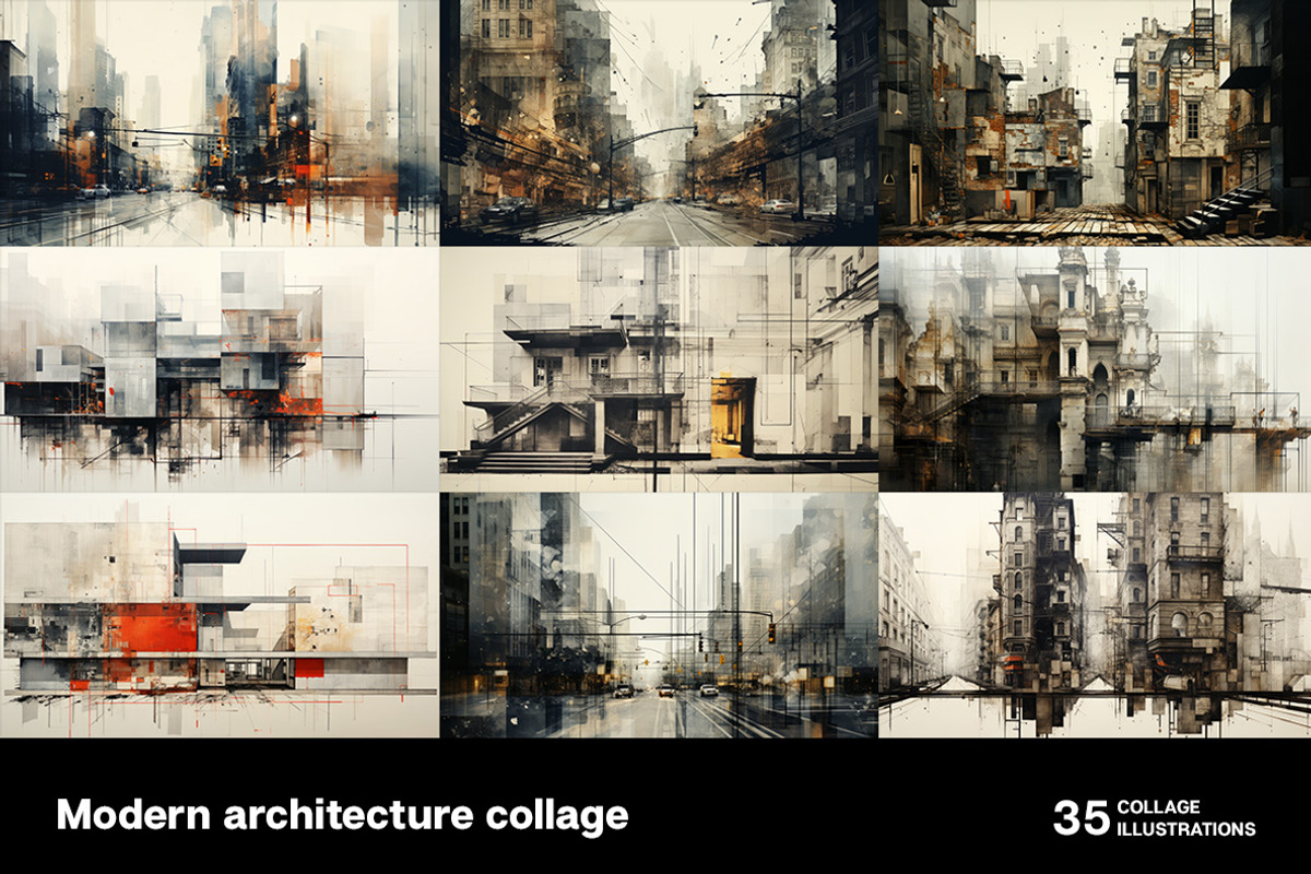 35 Modern architecture collages, an Object Illustration by Handmadefont (Photo 2 of 10)