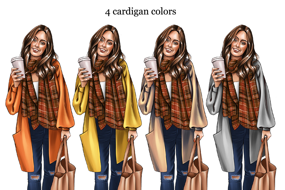 Fashion girl with coffee clipart, a Person Illustration by KupalinaArt (Photo 4 of 5)