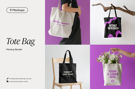 Tote Bag Mockup Bundle, a Merchandise Mockup by Wildfield Studio
