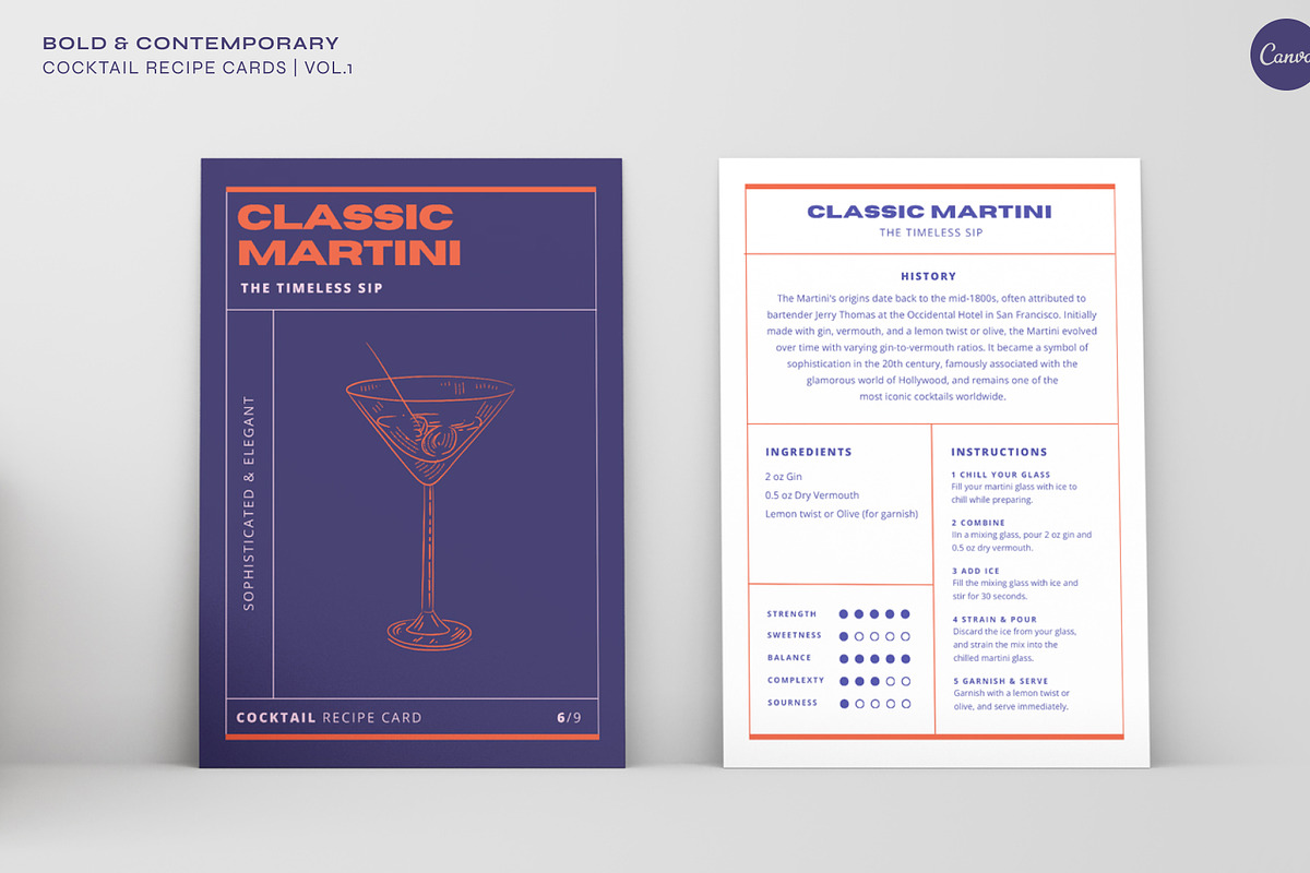 Cocktail Recipe Cards Template, a Marketing Template by Va Bene Studio (Photo 5 of 10)