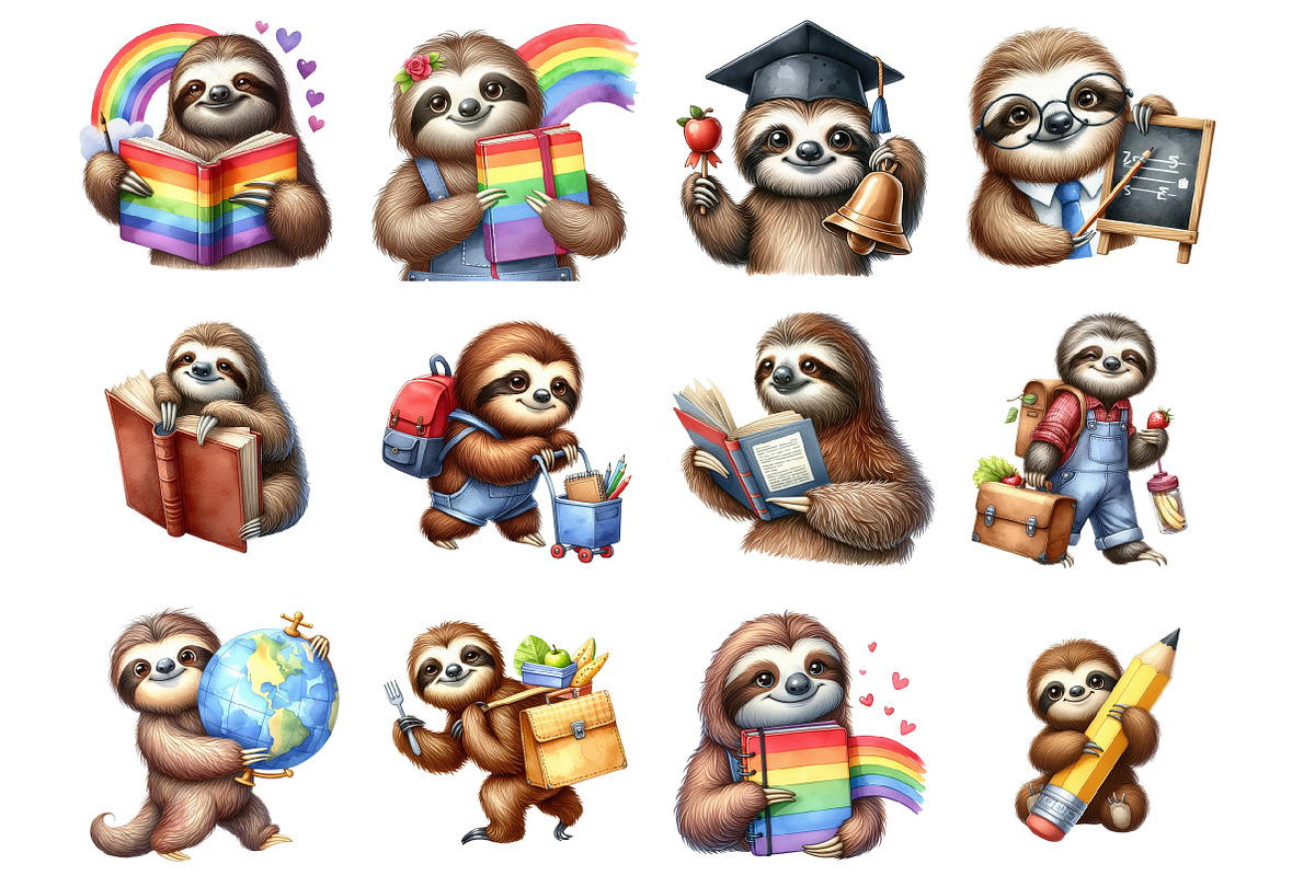 School Sloth, an Illustration by Design Market (Photo 2 of 4)