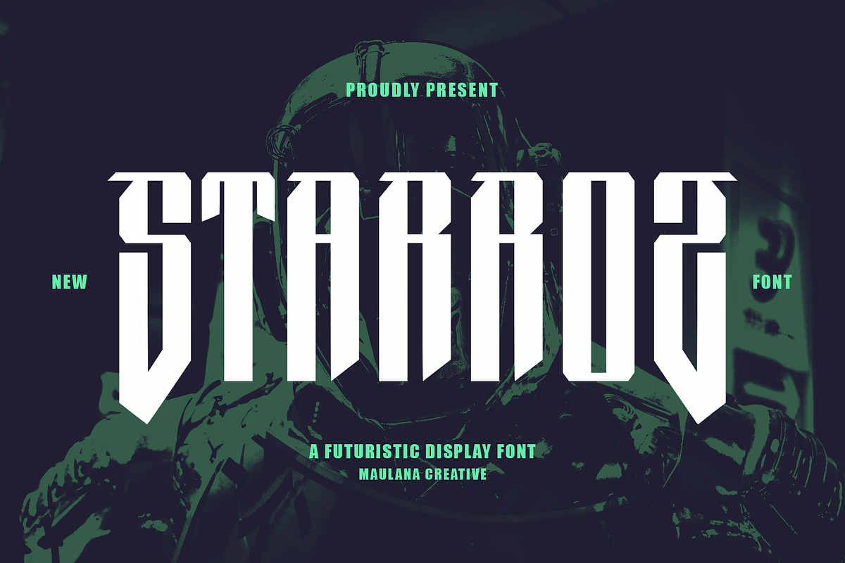 Starroz Futuristic Display Font, a Slab Serif Font by Maulana Creative (Photo 1 of 7)