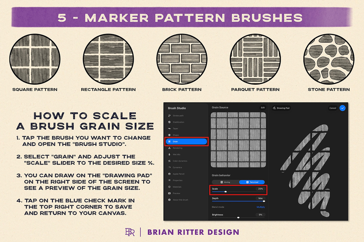 Markers for Procreate, a Brush Add-On by Brian Ritter Design (Photo 9 of 11)