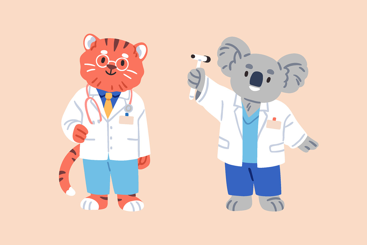 Cute, funny animal doctors set, an Animal Illustration by Good Studio (Photo 5 of 8)