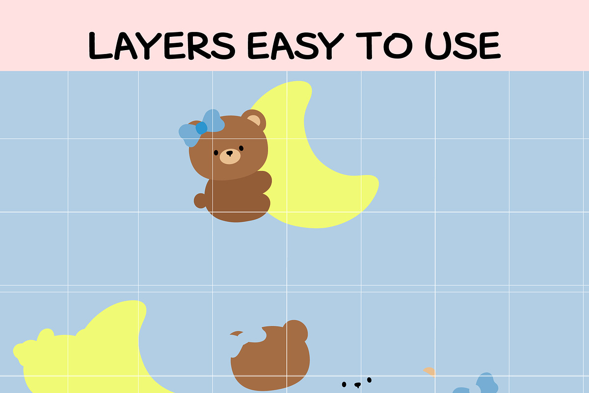 Cute Bear with Moon SVG Bundle, an Illustration by TheHitShop (Photo 2 of 6)