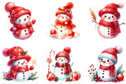 Red Cute Snowman Clipart, an Illustration by DreamCafeArt (Thumbnail 5 of 5)