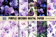 Purple Orchids Digital Paper, a Pattern Graphic by CitraGraphics (Thumbnail 1 of 6)