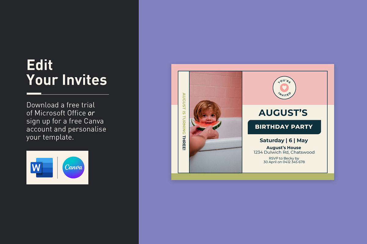 August Birthday Invitation, an Invitation Template by Mountain Folk Creative (Photo 2 of 6)