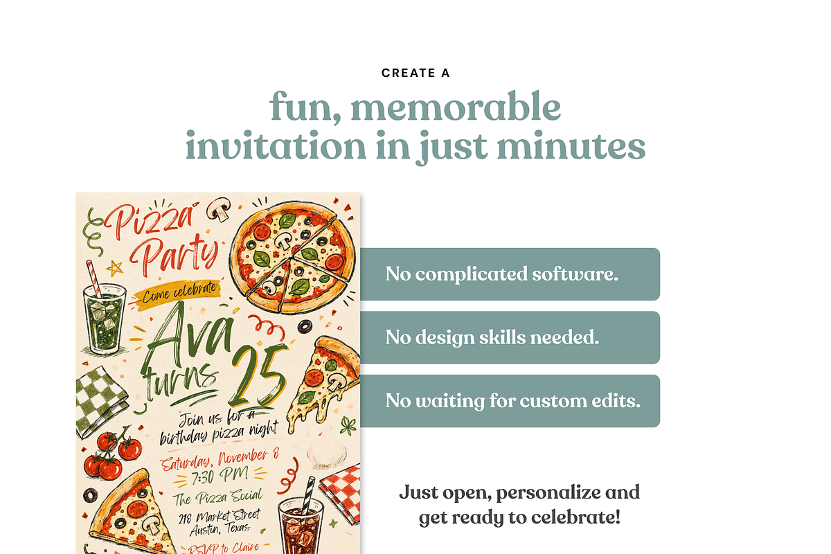 Hand Drawn Adult Birthday Invite, an Invitation Template by heynomi (Photo 14 of 20)