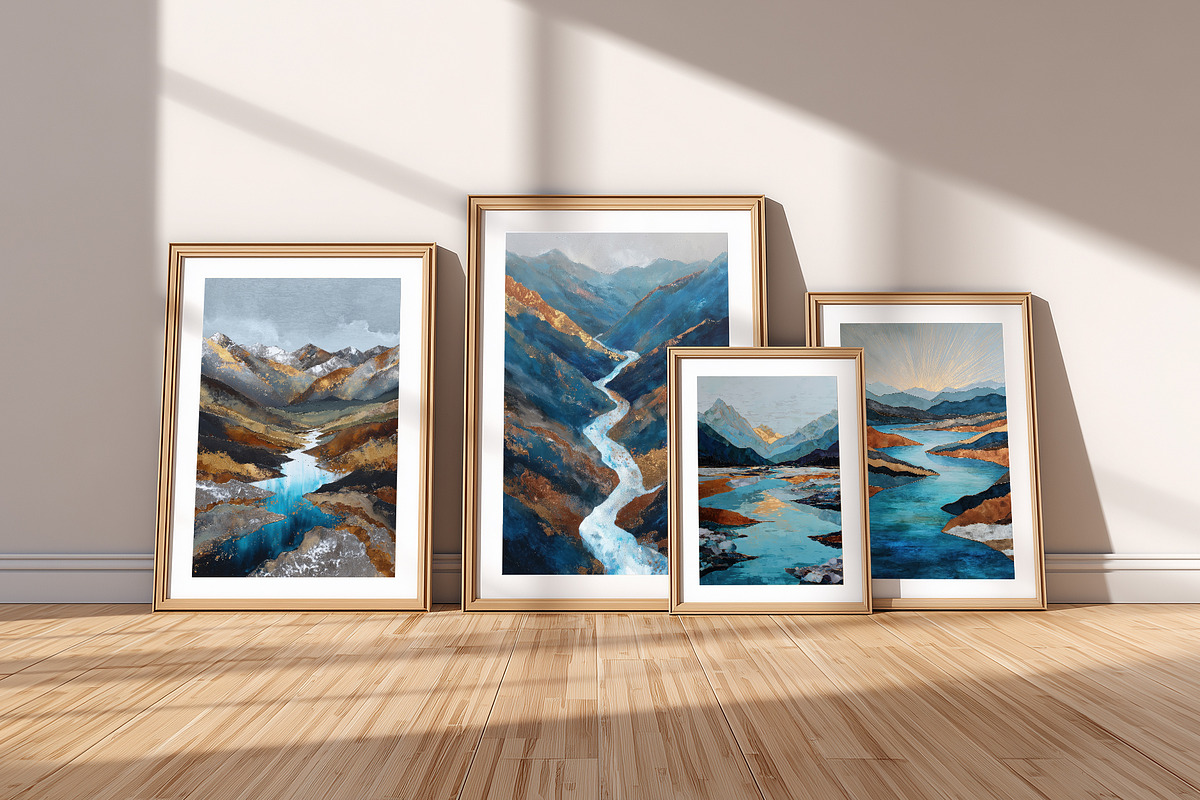 Abstract Mountain Lake Illustration, a Decorative Illustration by Housui Patterns (Photo 10 of 12)