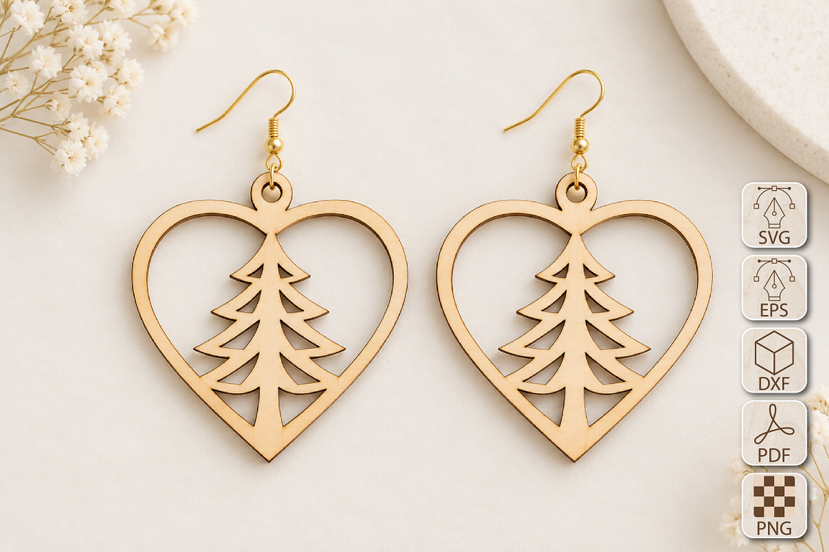 Christmas Tree Earrings Laser Cut, an Object Graphic by Canvas Craft (Photo 1 of 3)