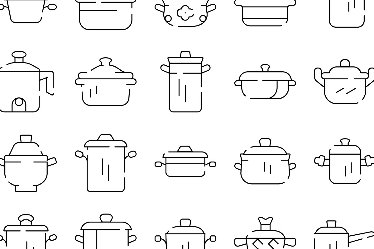 Cookware kitchen pots and pans line, an Object Graphic by pikepicture (Photo 3 of 3)