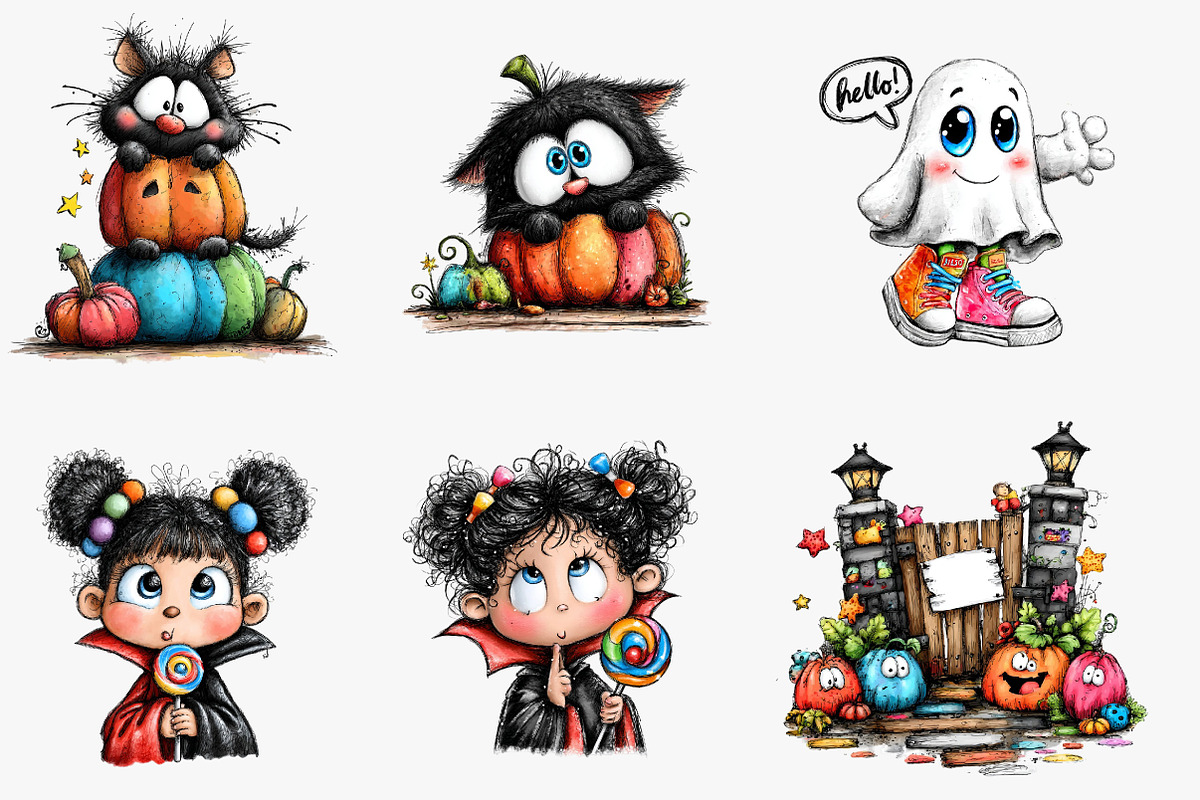 whimsical Halloween clipart, an Illustration by CreationArt (Photo 2 of 5)