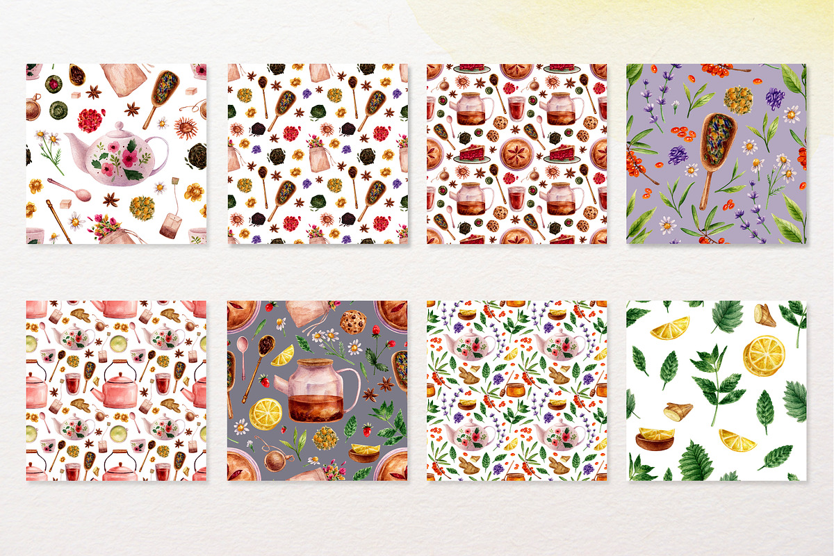 Tea and berry pie watercolor set, a Food Illustration by a_ptichkina (Photo 4 of 6)