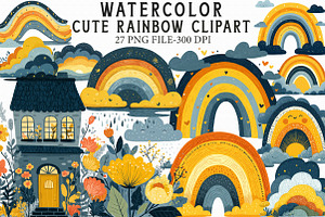 Cute Rainbow Clipart, an Illustration by Libby Wishes