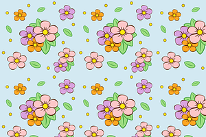 pattern with multicolored flowers, a Texture Illustration by JYa_Design