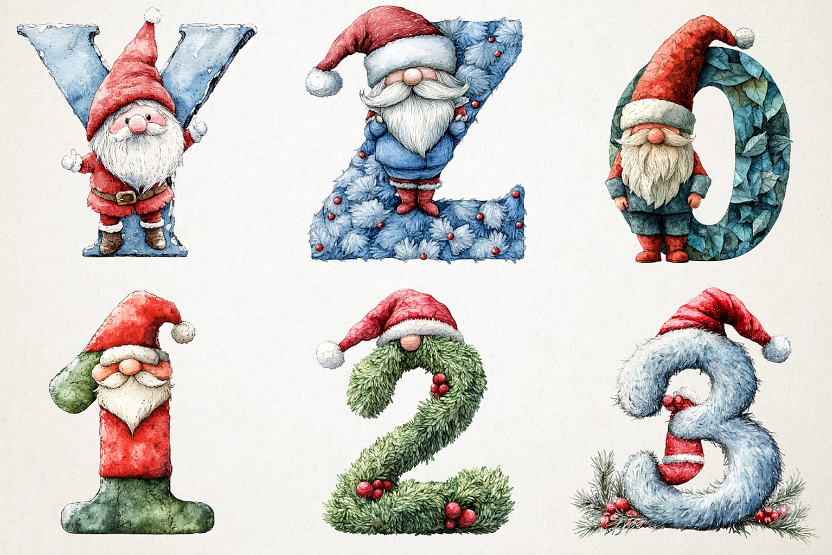 Christmas Gnomes Alphabet Png Clipar, an Illustration by RobertsArt (Photo 6 of 7)