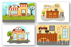 12 Coffee Shop Illustration