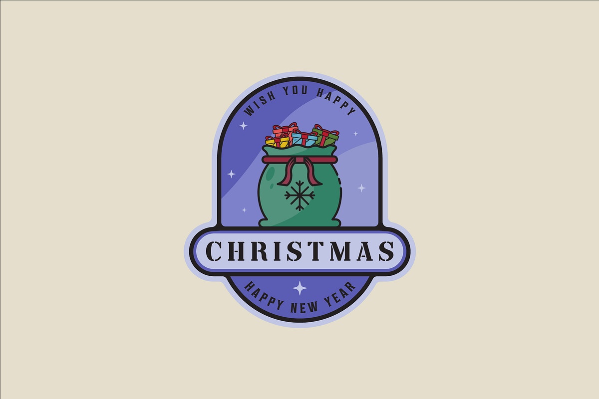christmas gift bags emblem logo line, a Branding & Logo Template by zyxroun shop