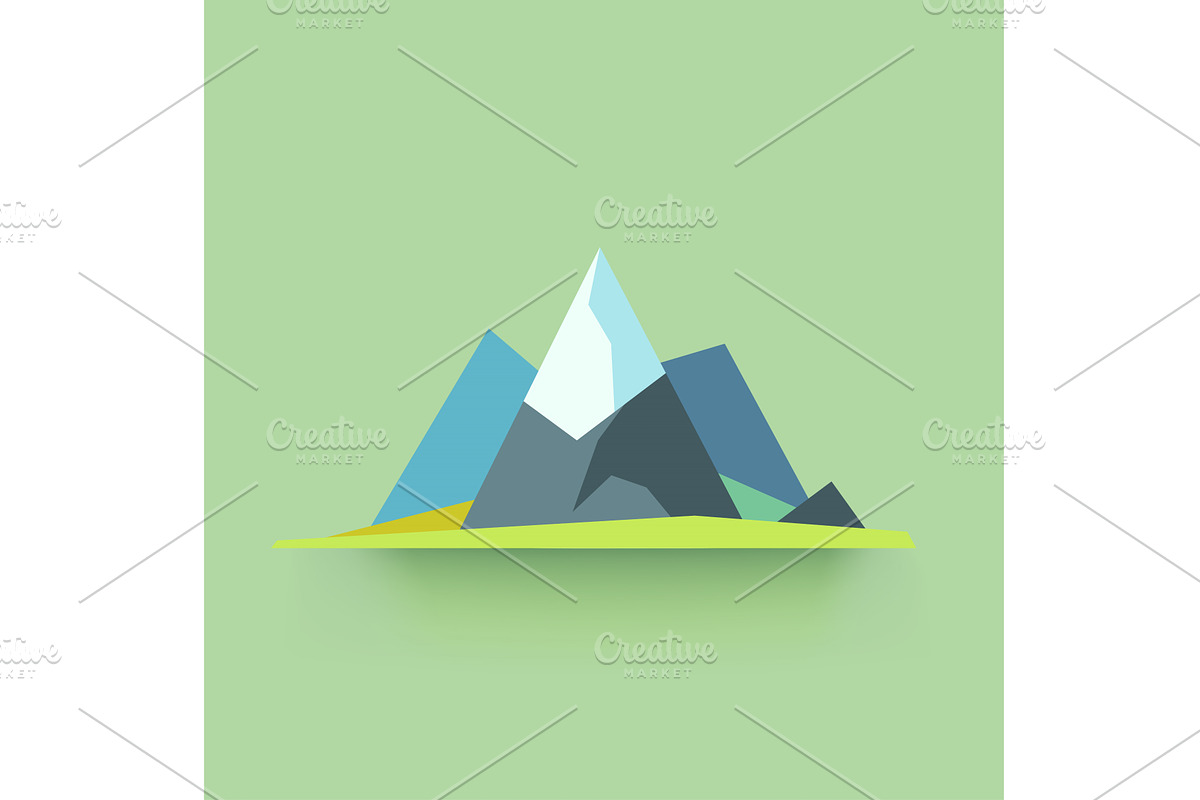 simple mountains colored icon on, an Illustration by IfH