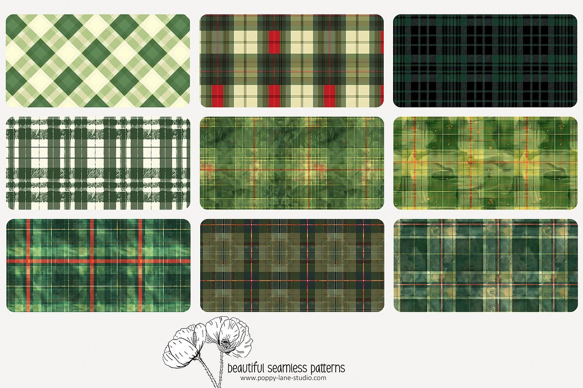 80 green plaid seamless pattern, a Pattern Graphic by Poppy Lane Studio (Photo 2 of 11)