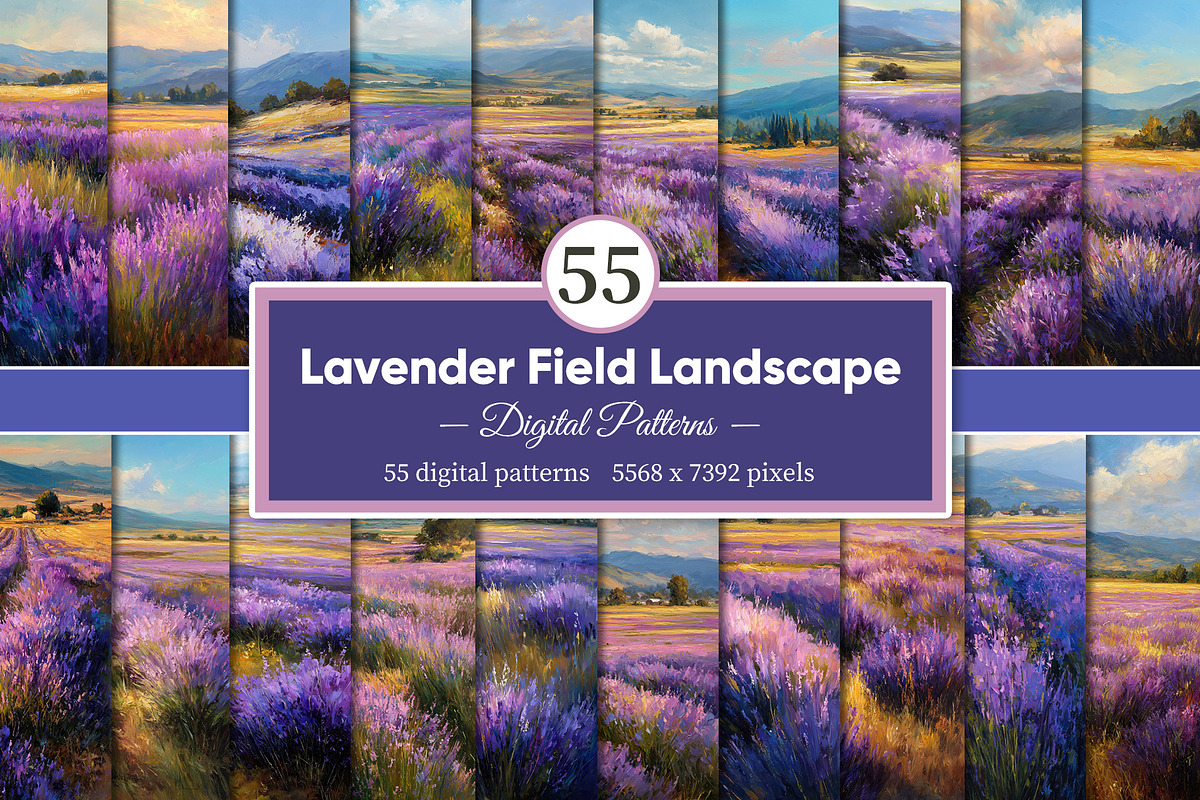 Lavender Field Landscape Artwork, a Decorative Illustration by Housui Patterns (Photo 1 of 12)
