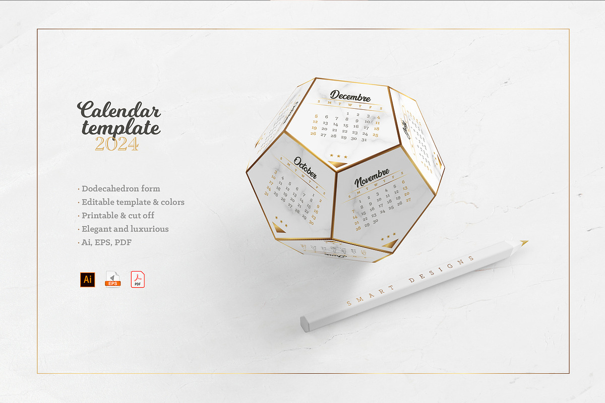 2024 Dodecahedron  Calendar, a Design Template by SmartDesigns (Photo 1 of 2)