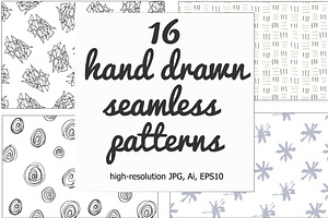 Hand Drawn Seamless Pattern Set