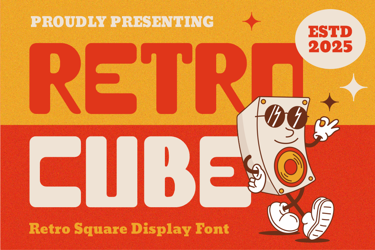 Retrocube Retro Square Display Font, a Font by PutraCetol Studio (Photo 1 of 5)