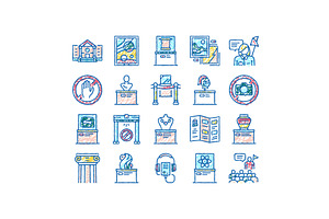 Museum Gallery Exhibit set Icons, an Object Illustration by pikepicture